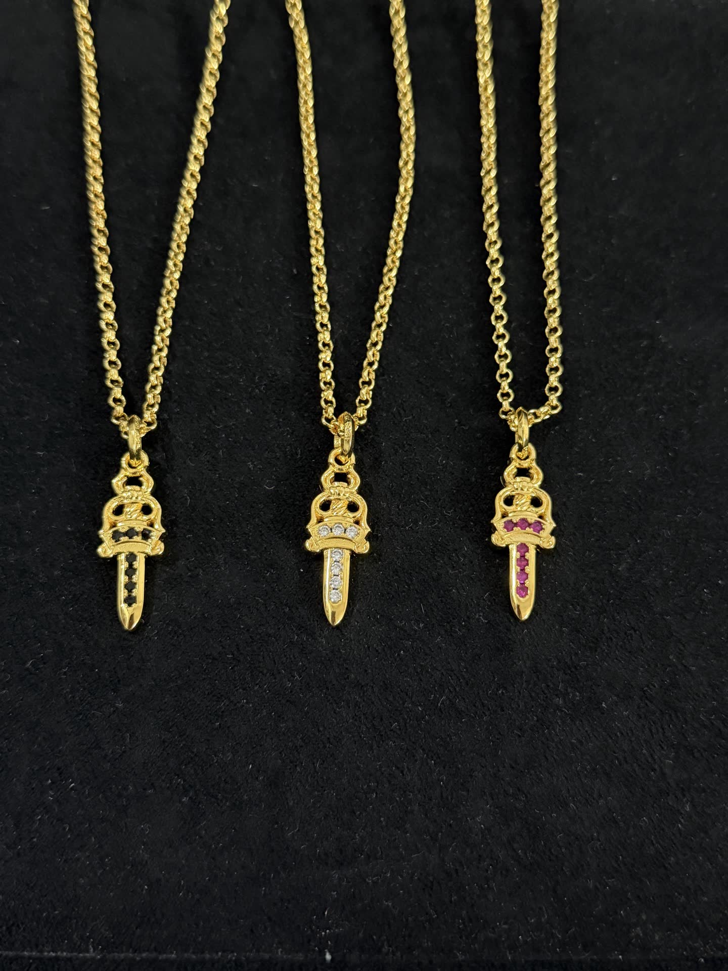 Chrome Hearts Gold Sword Pendant Necklace